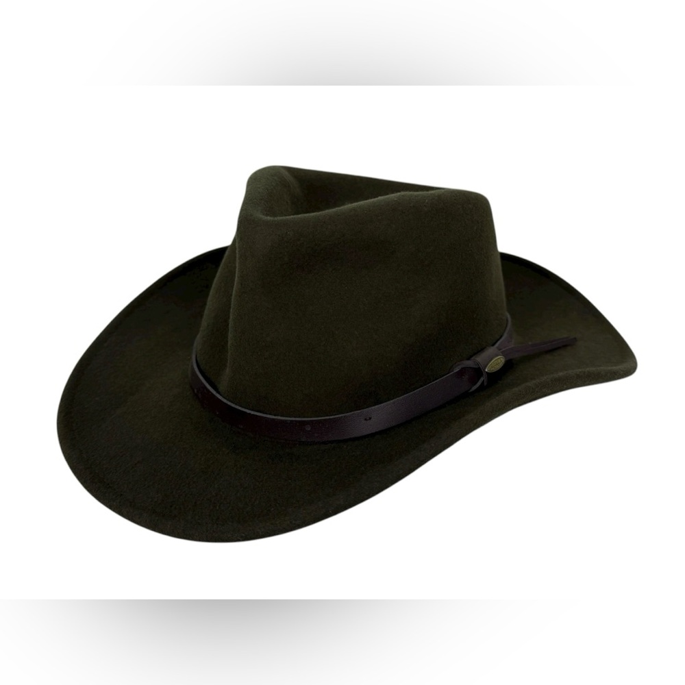 Scala Mens Large Outback 100% Wool Hat Green Four Season Felt Crushable Packable